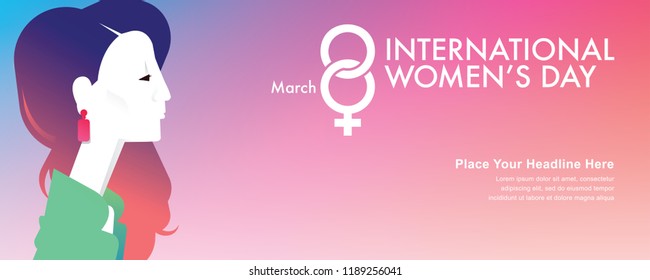 International Women’s Day Concept - New And Modern Style With Color Transitions Trends. Can Use For Website, Blog, Mobile, Commercial, Editorial, And Others. Vector.