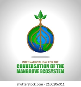 International Day For The Conservation Of The Mangrove Ecosystem Vector Illustration.