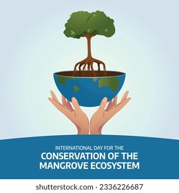 International Day for the Conservation of the Mangrove Ecosystem design template. mangrove design illustration. flat mangrove design.