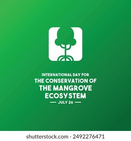International Day for The Conservation of The Mangrove Ecosystem. July 26.  Gradient background. Eps 10.