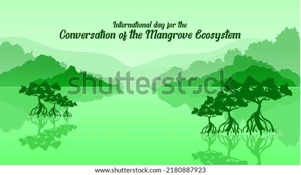 International Day Conservation Mangrove Ecosystem Vector เวกเตอร์สต็อก