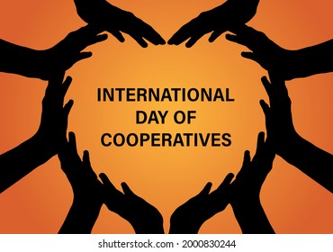  international day of cooperatives . hands in shape of heart concept . vector illustration can be use as a poster, banner, template .