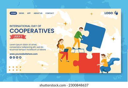 International Day of Cooperatives Social Media Landing Page Flat Cartoon Hand Drawn Template Illustration