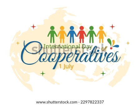 International Day of Cooperatives Vector Illustration with Hand, Earth Map or People in Flat Cartoon Hand Drawn Landing Page Background Templates