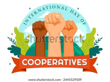 International Day of Cooperatives Vector Illustration on 6 July with People to the Complementary Goals of the United Nations in Flat Background
