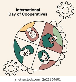 International Day of Cooperatives: A vibrant illustration celebrating the spirit of collaboration and community, showcasing diverse individuals united in a circle.