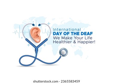 International Day of the Deaf concept. Ear care and Health awareness Greeting card poster banner design.