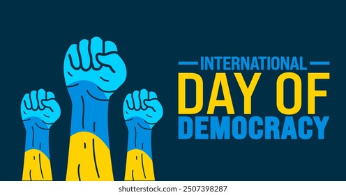 International Day of Democracy background or banner design template. Holiday concept. Template for background, banner, card, poster, placard, design template with unique shapes with standard color.