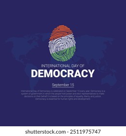 Día Internacional de la Democracia, Anuncio, cartel, publicación en las redes sociales, Ilustración vectorial, concienciación, celebración, 15 de septiembre, folleto, folleto, igualdad, diversidad, inclusión, elección, derecho de voto