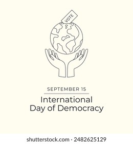 International Day of Democracy. Line art design. Good for celebration template usage. Continuous line eps 10.