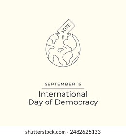 International Day of Democracy. Line art design. Good for celebration template usage. Continuous line eps 10.