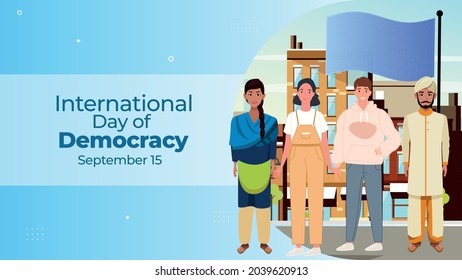 International Day of Democracy On September 15 business brochure flyer banner design horizontal template vector, cover presentation abstract, modern publication poster and flag-banner.