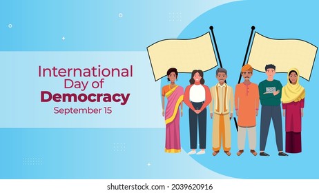 International Day of Democracy On September 15 business brochure flyer banner design horizontal template vector, cover presentation abstract, modern publication poster and flag-banner.