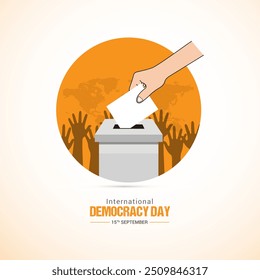 Día Internacional de la Democracia El 15 de septiembre el folleto de negocios diseño de Anuncio Ilustración vectorial de Plantilla Horizontal creativa única cubierta de póster de Anuncio diseño de redes sociales, logotipo de Democracy