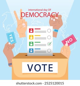 Afiche del Día Internacional de la Democracia con libertad para tomar decisiones