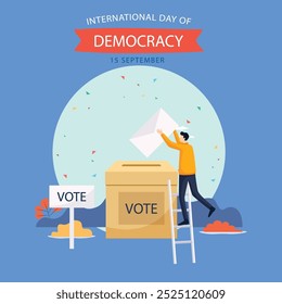 Afiche del Día Internacional de la Democracia con libertad para tomar decisiones