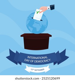 Afiche del Día Internacional de la Democracia con libertad para tomar decisiones