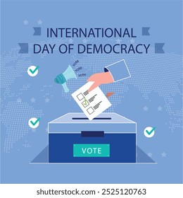 Afiche del Día Internacional de la Democracia con libertad para tomar decisiones