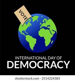International Day of Democracy September 15 banner. Square poster design for Democracy Day suitable for social media post, poster and card