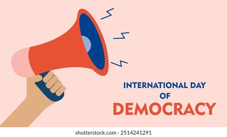 Banner do Dia Internacional da Democracia em 15 de setembro. Design de cartaz de banner para Dia da Democracia ou Dia da Eleição por Voto adequado para postagem, cartaz e cartão nas mídias sociais