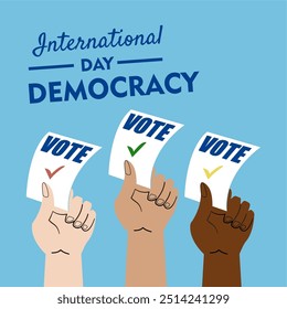 International Day of Democracy September 15 banner. Square poster design for Democracy Day or Vote Election Day suitable for social media post, poster and card