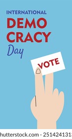 International Day of Democracy September 15 banner. Landscape poster design for Democracy Day or Vote Election Day suitable for social media post, story template, poster and card