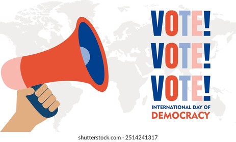 International Day of Democracy September 15 banner. Banner poster design for Democracy Day or Vote Election Day suitable for social media post, poster and card
