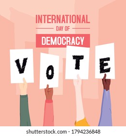 International Day of Democracy Vector Template with hands