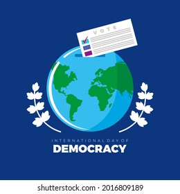 International day of democracy vector with worldwide voting democracy illustration. Idea for poster, postcard. banner, social media