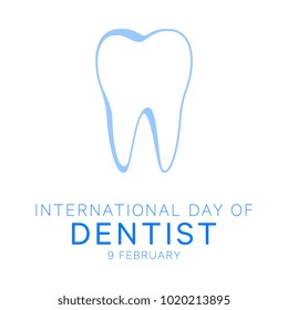 international day of dentist banner template. blue symbol of tooth and text on white background