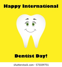 International Day of Dentist. Great for greeting card, poster and banner. Happy tooth