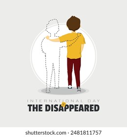 International Day of The Disappeared poster with illustration of missing person