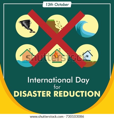 International day for the disaster reduction square vector background design greeting, social media posting, meme, sticker, profile photo design. october 13 international day greeting vector design