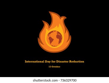 International Day for Disaster Reduction vector. Earth in flames vector. Important day