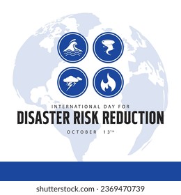 International day for disaster risk reduction. Vector illustration of natural disaster warning signs. Suitable for templates, web, social media, greeting cards etc