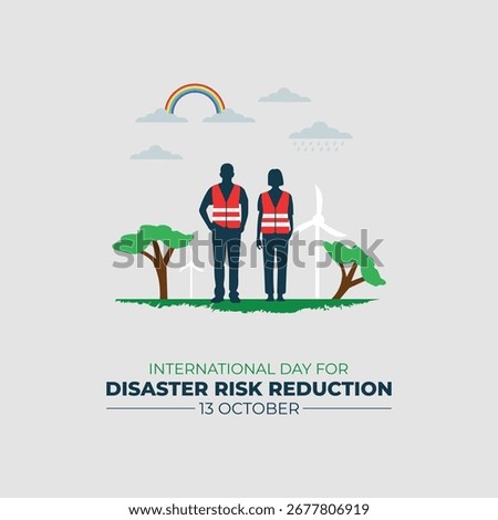 International Day for Disaster Risk Reduction. 13 October. Awareness Illustration. Template for background with banner, poster and card. Vector illustration.