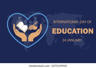  International Day of Education, 24 January, banner, vector art