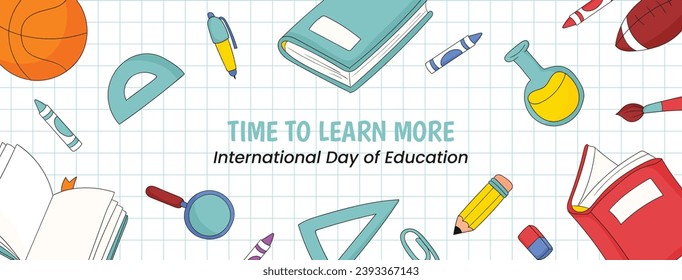 International Day of Education background. Happy International Education day celebration. January 24. Cartoon Vector illustration Template for Poster, Banner, Flyer, Greeting, Card, Post, Cover.