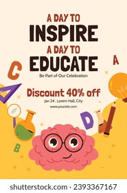 International Day of Education background. Happy International Education day celebration. January 24. Cartoon Vector illustration Template for Poster, Banner, Flyer, Greeting, Card, Post, Cover.