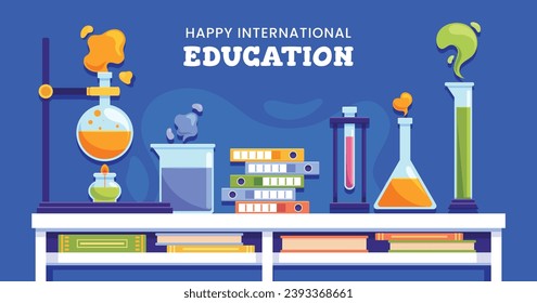 International Day of Education background. Happy International Education day celebration. January 24. Cartoon Vector illustration Template for Poster, Banner, Flyer, Greeting, Card, Post, Cover.