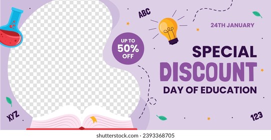 International Day of Education background. Happy International Education day celebration. January 24. Cartoon Vector illustration Template for Poster, Banner, Flyer, Greeting, Card, Post, Cover.