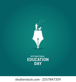 International Day of Education concept. International Education day design for banner, poster, 3d illustration.