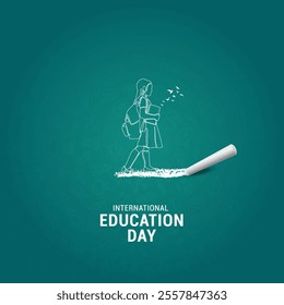 International Day of Education concept. International Education day design for banner, poster, 3d illustration.