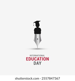 International Day of Education concept. International Education day design for banner, poster, 3d illustration.