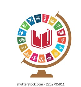 International Day of Education concept Illustration. Sustainable Development wheel. Quality education. 24 January. svg