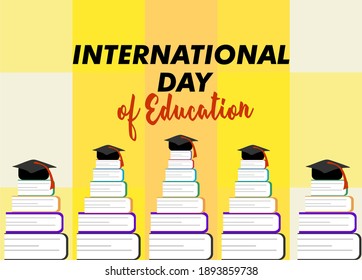 International Day of Education. Education concept vector illustration with stacks of books.