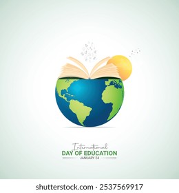 Konzept des Internationalen Tages der Erziehung, Vektorgrafik-Hintergrund. Tag der kreativen Bildung