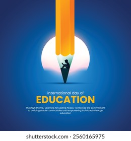 international day of education creative banner, poster, social media post, postcard, background, backdrop, template, greetings card design etc. international education day.