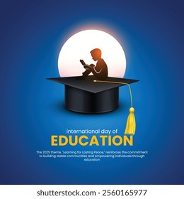 international day of education creative banner, poster, social media post, postcard, background, backdrop, template, greetings card design etc. international education day.