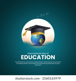 international day of education creative banner, poster, social media post, postcard, background, backdrop, template, greetings card design etc. international education day.